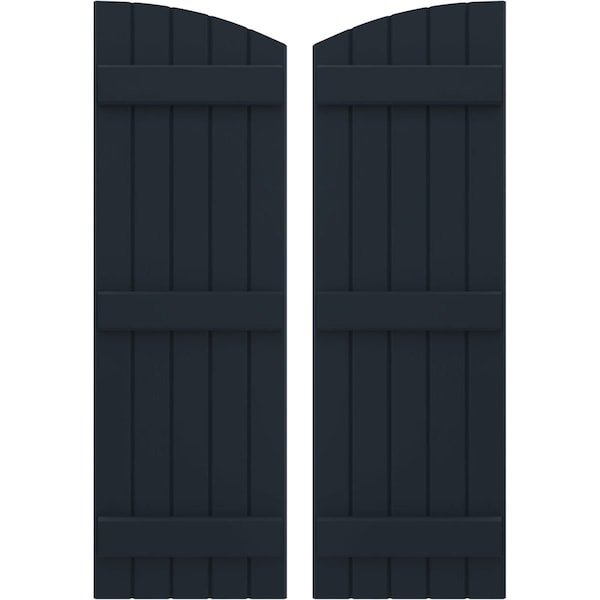 Ekena Millwork Americraft 5-Board (3 Batten) Wood Joined Board-n-Batten Shutters w/Ellipt Top, ARW401BE518X77OBH, PR ARW401BE518X77OBH - main